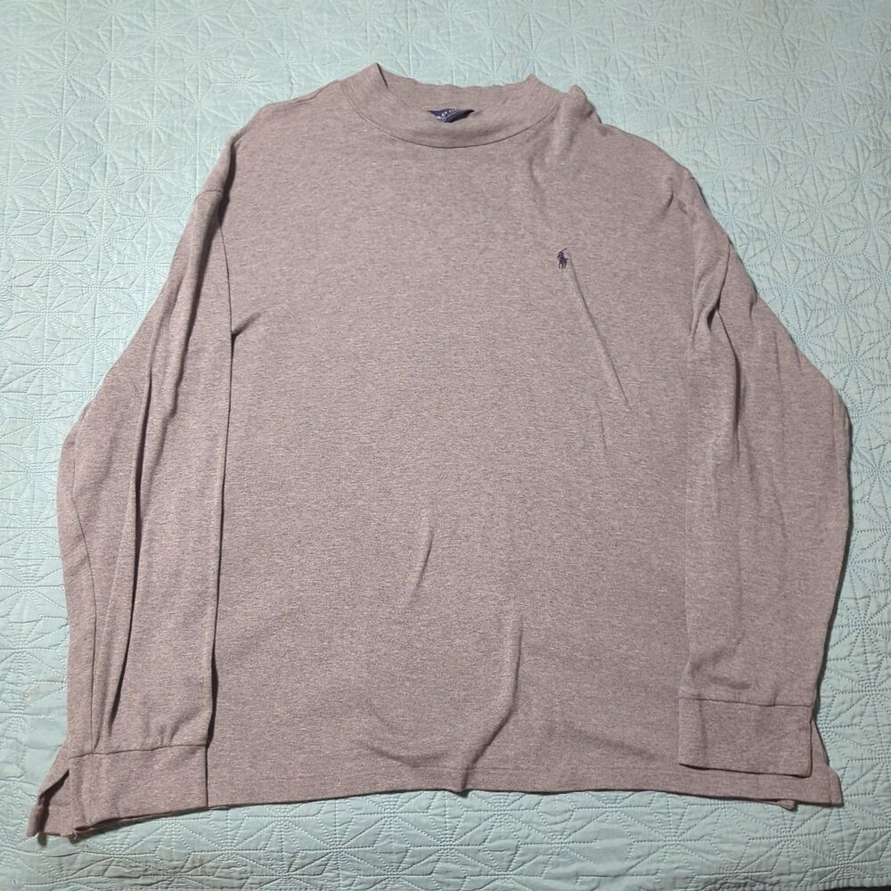 Polo Golf Ralph Lauren Men's XXL Gray Pullover Long Sleeve Shirt Mock Neck